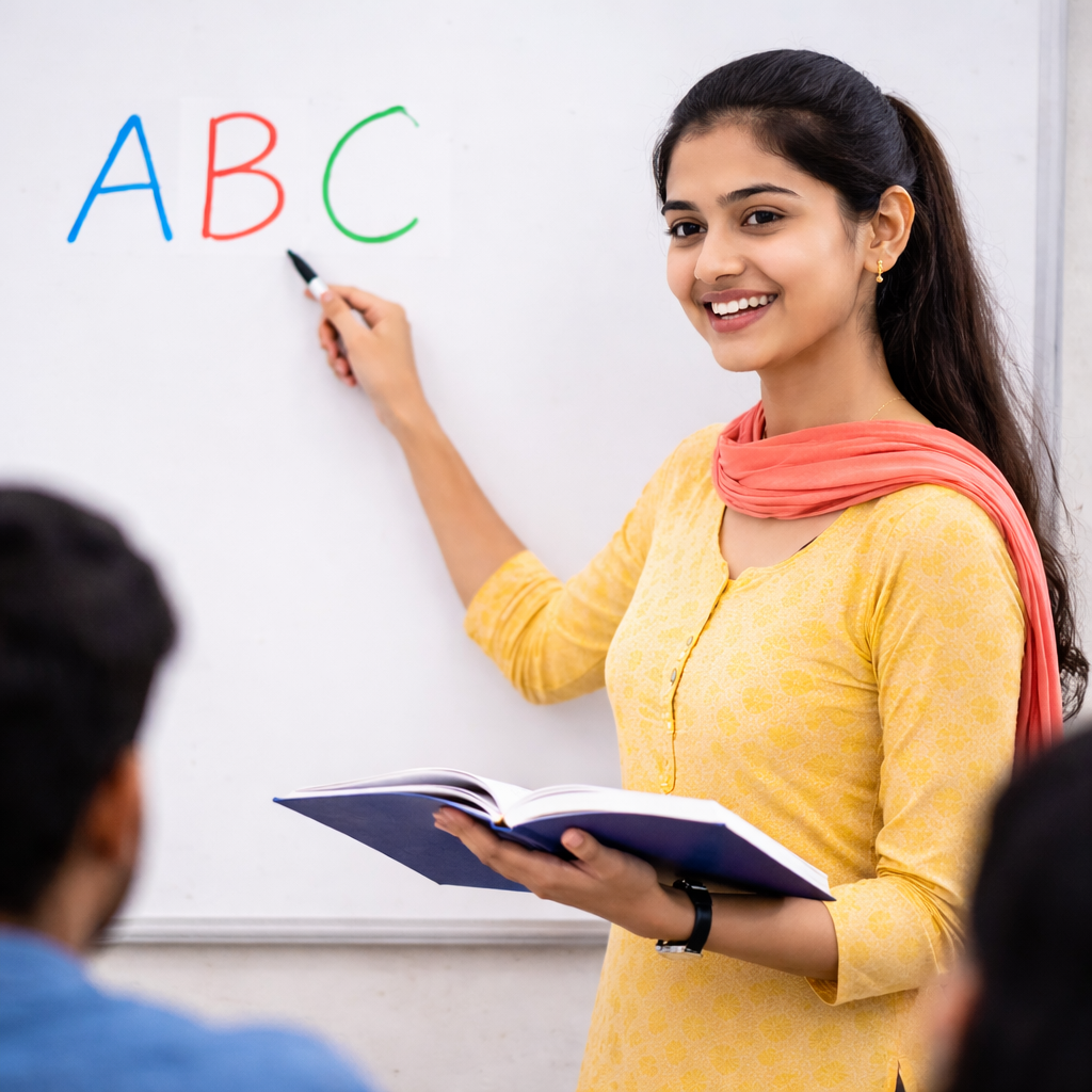Girl teaching english